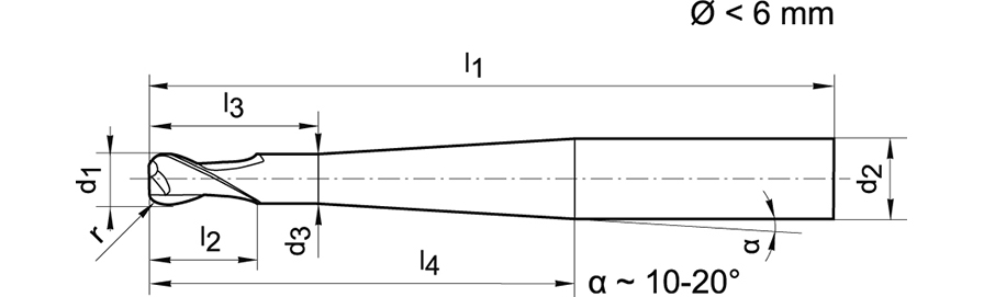 Torusfräser lang WN VHM Signum Z2 4,0/1mm GÜHRING