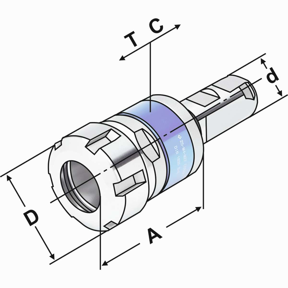 Gewindeschneidfutter für Synchronisation Ø 25 - M4-M27 (ER32)