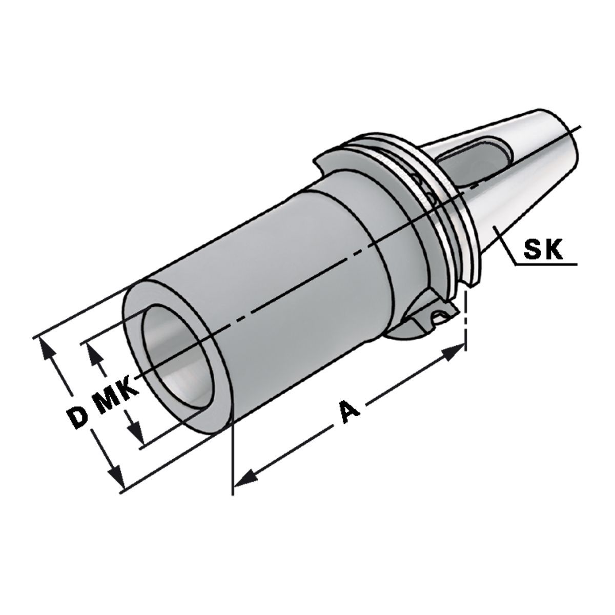 Zwischenhülse SK 30-2-60 für MK mit Austreiblappen DIN 6383 | DIN 69871 AD