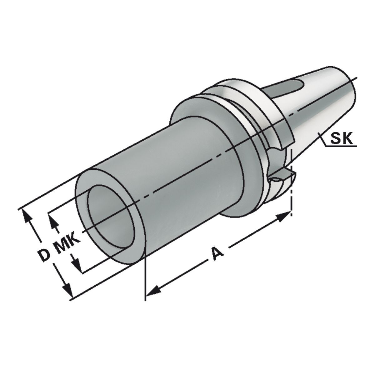 ‎Zwischenhülse BT 40-2-50 für MK mit Austreiblappen DIN 6383 | JIS B 6339 (MAS-BT) AD/B